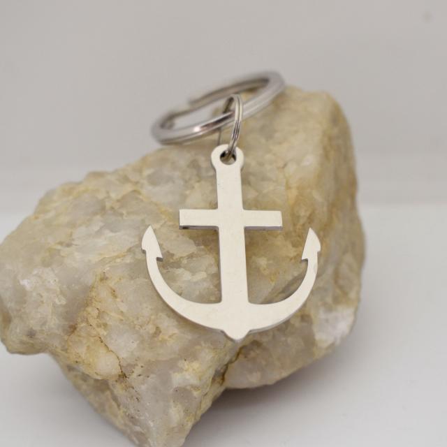 Anchor Stainless Hammered Steel Keychain.jpg